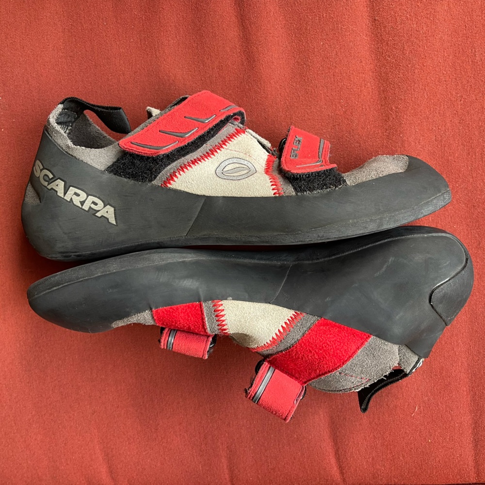 Scarpa Reflex Gray and Red Leather Rock Climbing Shoe